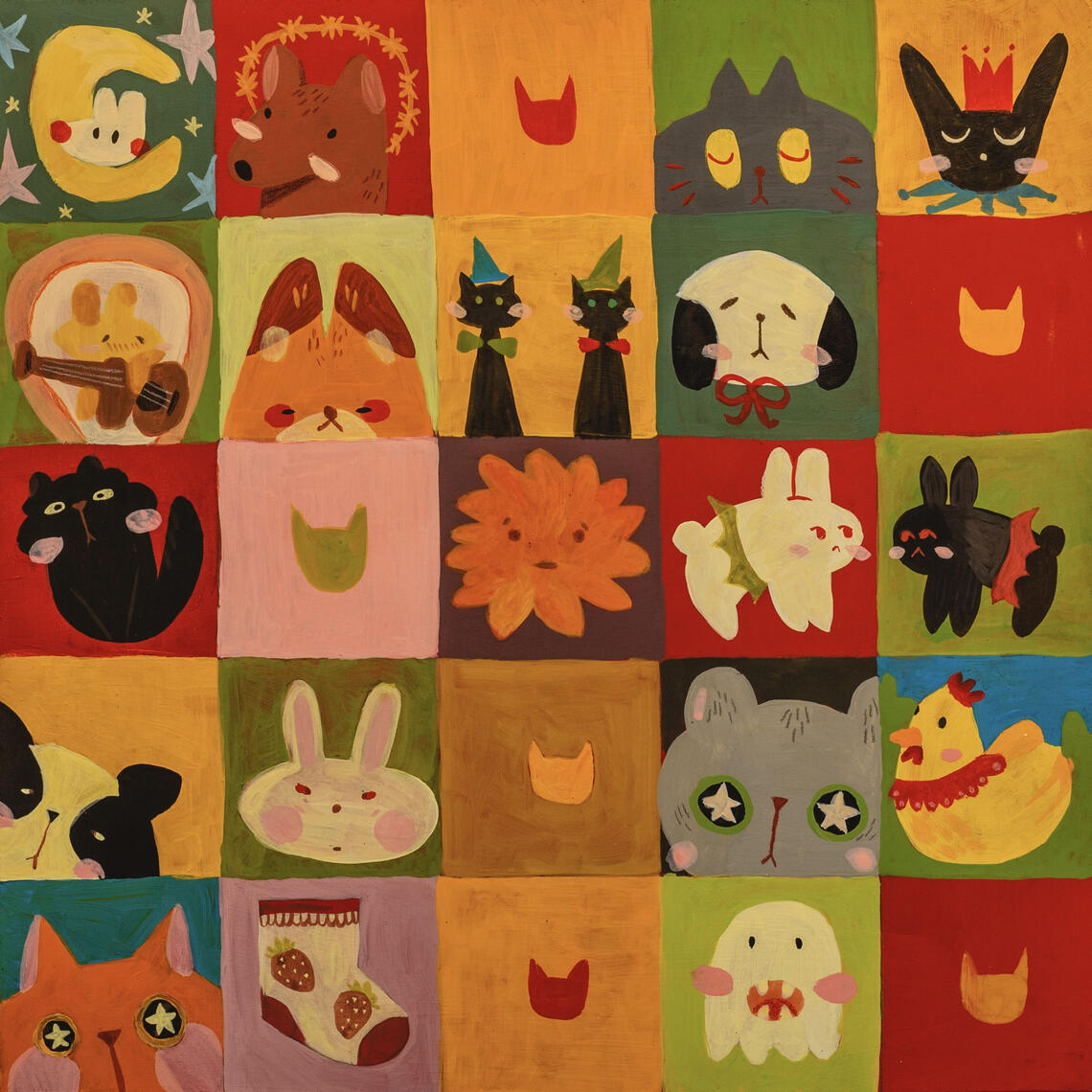 TABULEIRO, 2023. Pintura acrílica 35x35cm. Kezia Mausolf