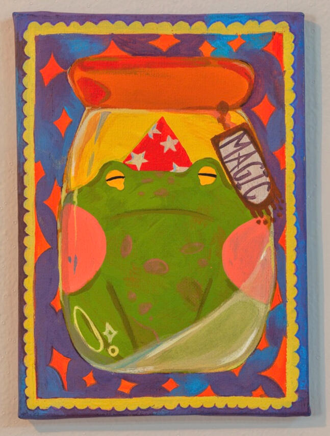 Sapo Mágico, 2023. Pintura Acrílica 22x16cm Kezia Mausolf