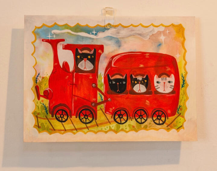 Família Felina, 2023. Pintura Acrílica 21x29,7cm. Kezia Mausolf